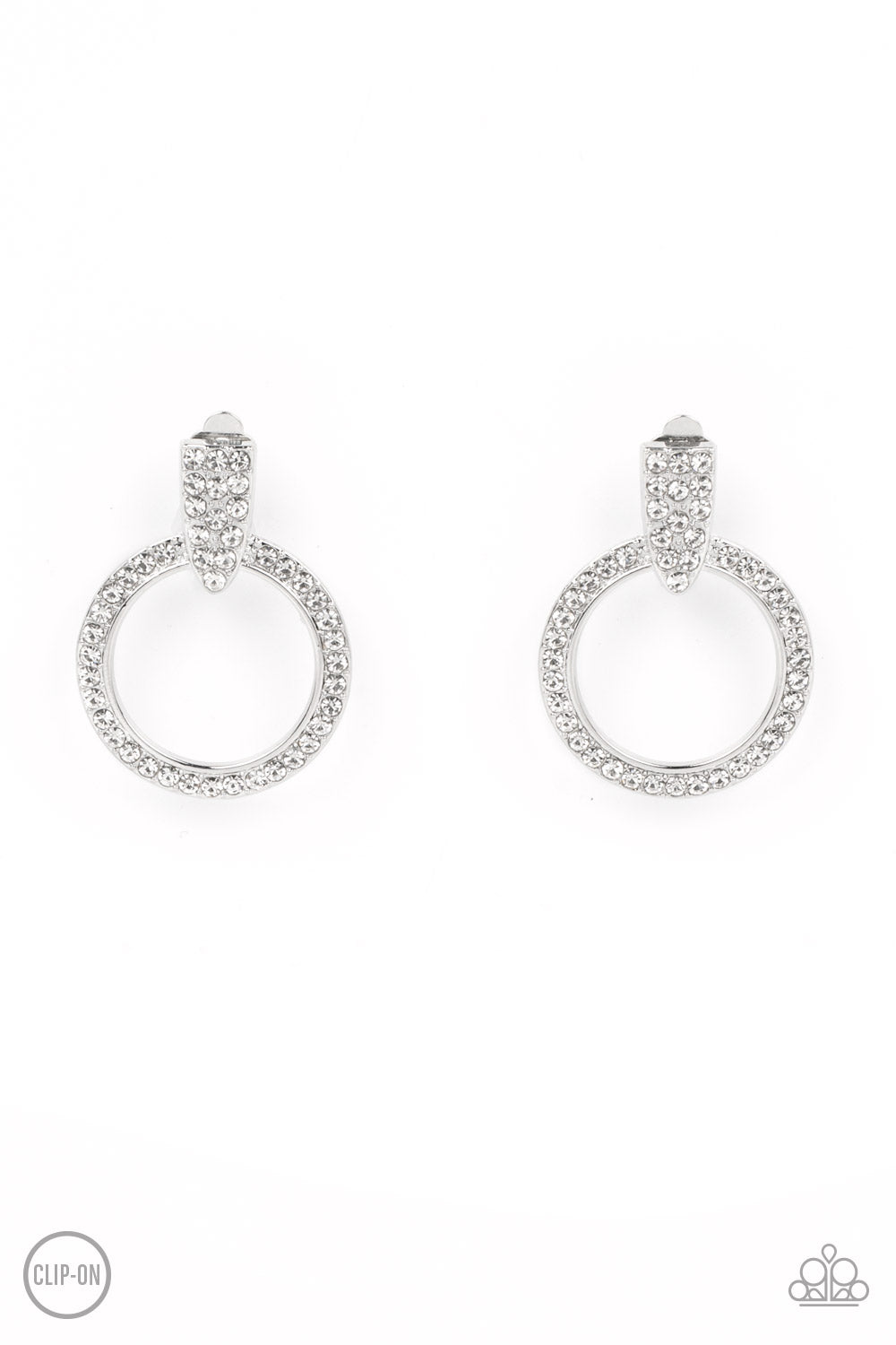 Sparkle at Your Service - White Earrings-Paparazzi