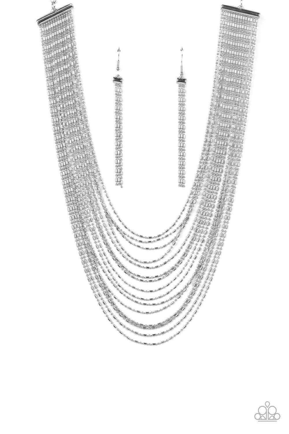 Cascading Chains - Silver Necklace